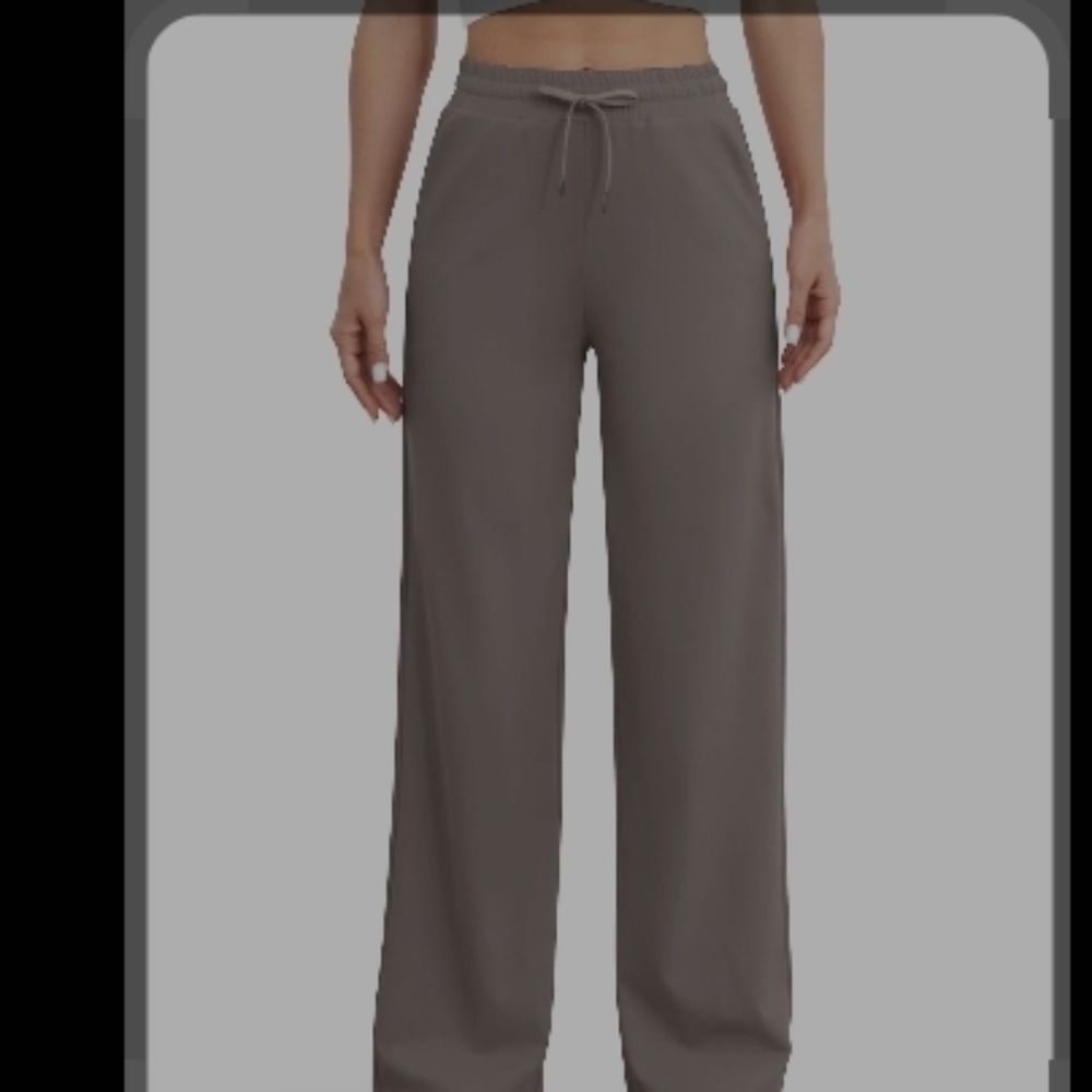 LULULEMON HI WAIST GRAY DRAWSTRING POCKETED TALL GIRL FRIENDLY WIDE LEG LEGGINGS